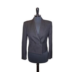 La Chamade Blazer Jacket Black Vertical Stripes Double Breast Classic